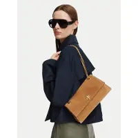 Tory Burch Kira Turnlock Suede Shoulder Bag - Brown - ONE SIZE