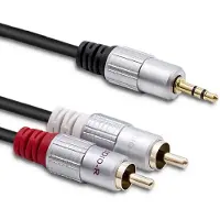Qoltec Äänikaapeli - 2x RCA uros - 3.5 mm uros - 2 m - musta