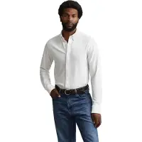 Gant for man. 3250271 White elastic piqué knit Regular Fit shirt (M), Casual, Cotton, Long sleeve