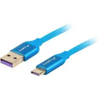 Lanberg Premium - USB-kaapeli - USB-C (han) til USB (han) - USB 2.0 - 5 A - 50 cm - blå - sininen