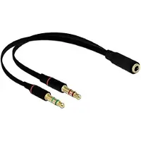 DeLOCK – Headset Adapter 1 x 3.5 mm 4 pin Stereo jack female to 2 x 3.5 mm 3 pin Stereo jack male (65967)