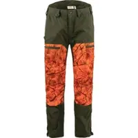 Fjällräven Men's Drev Hybrid Trousers Deep Forest-Orange Multi Camo Metsästyshousut 58 Short