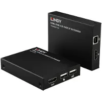 Lindy 39320, Lähetin & vastaanotin, Langallinen, 150 m, Cat5e, Cat6, Musta, Metalli
