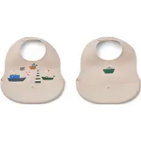 Liewood Ember Painettu Ruokalappu 2-pack Mini Sailing / Sandy Sailing / Sandy-One Size Kermanvärinen One Size Pojat, Tytöt