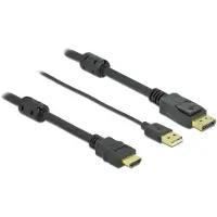 DeLOCK 85968, 10 m, HDMI-tyyppi A (vakio), DisplayPort + USB Type-A, Uros, Uros, Suora