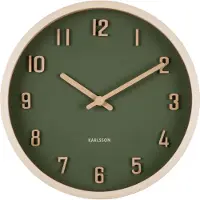 Karlsson Wall Clock Nervadura Small Dark Green W. Light Wood - Green - Ø 22 CM