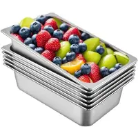 Vevor 6 kpl höyrypöytäpannuja 20,9 x 12,8 x 5,9 tuumaa syvä höyrypöytäpannu täysikokoinen 20,5 litran syvä ruokasäiliö ruostumattomasta teräksestä valmistettu uunipelti hotellipannu jumiutumisenesto h