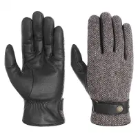 Stetson Woolrich Leather Gloves Black 7.5