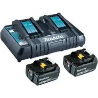 Makita - Akkulaturi + akku 2 x - Li-Ion - 5 Ah - 2 x akkujen laturi