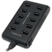 Logilink USB 2.0 10-Port Hub with On/Off Switch, 480 Mbit/s, Tila, Windows 98SE/ME/200/XP/Vista/2003/7, 290 g, 143 x 230 x 70 mm (UA0125)