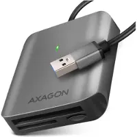 Axagon SD/mSD/CF/MMC -kortinlukija, 3-paikkainen, UHS-II, 3.2 Gen1 USB-A, harmaa