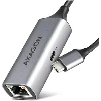 Axagon Gigabit Ethernet -verkkoadapteri + PD 100W, 3.2 Gen1 USB-C, 15cm, titaaninharmaa