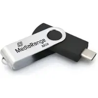 MediaRange MR1952, 32 GB, USB Type-C, 3.2 Gen 1 (3.1 Gen 1), 70 MB/s, Taittuva, Musta, Hopea