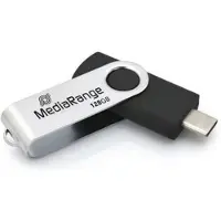 MediaRange MR1954, 128 GB, USB Type-C, 3.2 Gen 1 (3.1 Gen 1), 80 MB/s, Taittuva, Musta, Hopea