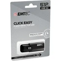 Emtec B110 Click Easy 3.2, 512 GB, USB A-tyyppi, 3.2 Gen 2 (3.1 Gen 2), 20 MB/s, Liuku, Musta (ECMMD512GB113)