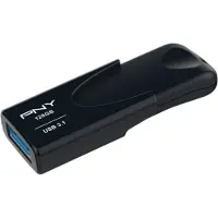 PNY Attache 4, 128 GB, USB A-tyyppi, 3.2 Gen 1 (3.1 Gen 1), 80 MB/s, Ilman suojusta, Musta (FD128ATT431KK-EF)