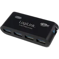 Logilink USB 3.0 4x, USB 3.2 Gen 1 (3.1 Gen 1) Type-A, 5000 Mbit/s, Musta, CE, RoHS, 5 V, 107 mm (UA0170)