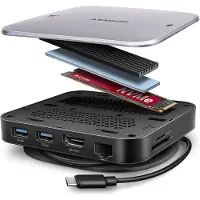 Axagon 3.2 Gen2 USB-C 10-in-1 -telakka, harmaa