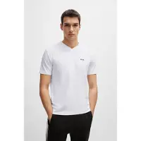 Boss green for man. 50506347 T-shirt V white (S), Casual, Cotton, Short sleeve