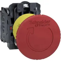 Schneider Electric ELECTRIC HÄTÄ-SEIS, HARMONY XB5, KOOTTU, MUOVI, Ø40 MM, SIENIOHJAINPÄÄ, PUNAINEN, PAINA/VÄÄNNÄ TOIMINTO, 2XNC (XB5AS8444)