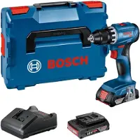 Bosch Pora/ruuvinväännin GSR 18V-45 Professional; 18 V; 2x2,0 Ah akku + L-Boxx 136