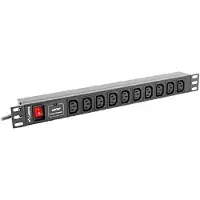 Lanberg PDU-10I-0200-IEC-BK, 1U, Vaaka, Musta, 10 AC-pistorasia(a), C13 liitin, Toiminta/Seikkailu