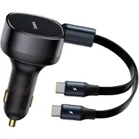 Baseus Enjoyment Retractable 2-in-1 Car Charger C+C 33W Cluster Black
