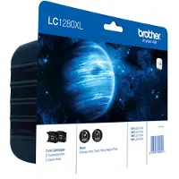 Brother LC-1280XLBKBP2, musta, Väriainepohjainen muste, 2400 sivua, Monipakkaus (LC1280XLBKBP2)