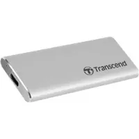 Transcend ESD240C 120 Gt USB 3.1 Gen 2 (USB-C) -ulkoinen SSD, kannettava, iskunkestävä, salasanasuojaus, hopea