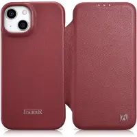 ICarer CE Premium Leather Folio Case iPhone 14 Plus leather case with magnetic flap MagSafe red (WMI14220715-RD)