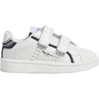 Pepe Jeans unisex for kids. PBS000010 Trainers Player Young white (31), Leather, Flat, Velcro, Casual, children's fashion