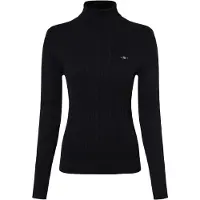 Gant for woman. 4800102 Eights Knitted Pullover with Swan Neck in Navy Stretch Cotton (L), Casual