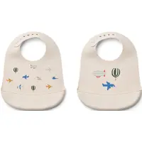 Liewood Tilda Kuvioitu Ruokalappu Silikoni 2-pack, Aviator/Ecru