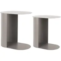 Leitmotiv Side Table Set Riqueza Oval - Grey - H:48CM;40CM