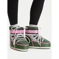 Moon Boot Mb Icon Low Space Racing Lumikengät Forest Green/silver/pink Forest Green/Silver/Pink-33-35 EU Vihreä 33-35 EU Pojat, Tytöt