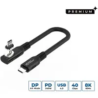 Microconnect USB4 magneettinen kulma silikoni USB-C -kaapeli, 240 W, 0,15 m, musta