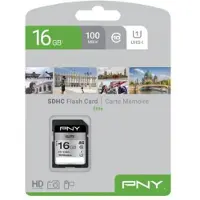 PNY Elite, 16 GB, SDHC, Luokka 10, UHS-I, Class 1 (U1), Musta (P-SD16GU1100EL-GE)