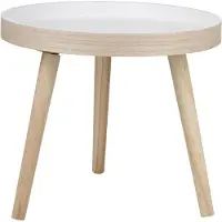 24hShop Pyöreä sivupöytä Ø40 x 36 cm / apupöytä / pieni pöytä / pieni sohvapöytä / natur/valkoinen