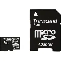 Transcend 8GB microSDHC Class 10 UHS-I, 8 GB, MicroSDHC, Luokka 10, MLC, 90 MB/s, Class 1 (U1) (TS8GUSDU1)