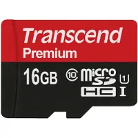 Transcend 16GB microSDHC Class 10 UHS-I, 16 GB, MicroSDHC, Luokka 10, MLC, 90 MB/s, Class 1 (U1) (TS16GUSDCU1)