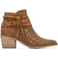 Refresh for woman. 17518002-CAMEL Leather Ankle Boots 175180 brown (38), 3 to 5 cm, Suede, Zip, Casual