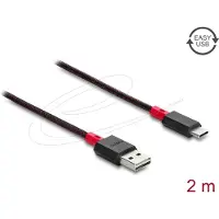DeLOCK 81543, 2 m, USB A, USB C, USB 2.0, Punainen, Musta