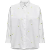 ONLY Onlnew Lina Grace Ls Emb Shirt Noos Wvn - White - S