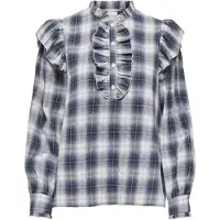 ONLY Onlfiga L/S Flounce Top Wvn - Blue - S