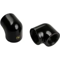 Bitspower 90-Degree With Dual Inner G1/4" Extender Fitting (Glorious Black) (2 PCS )