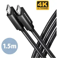 Axagon 3.2 Gen2 USB-C -kaapeli, 20Gbps, PD3.0 5A 100W, punottu, 1,5m, musta