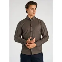 Lindbergh Yarn Dyed Oxford Superflex Shirt L/S - Brown - L
