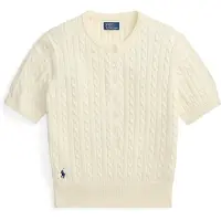 Ralph Lauren Mini-Cable Short-Sleeve Henley Sweater - Cream - XL