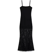 GUESS for woman. W6YK12K4359 Evelyn Black Long Lace Dress (S), Casual, Party, Polyamide, Sleeveless / Straps