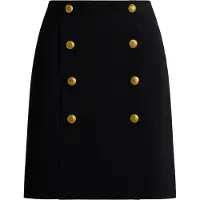 Ralph Lauren Double-Breasted Sablé Wrap Miniskirt - Black - 34
